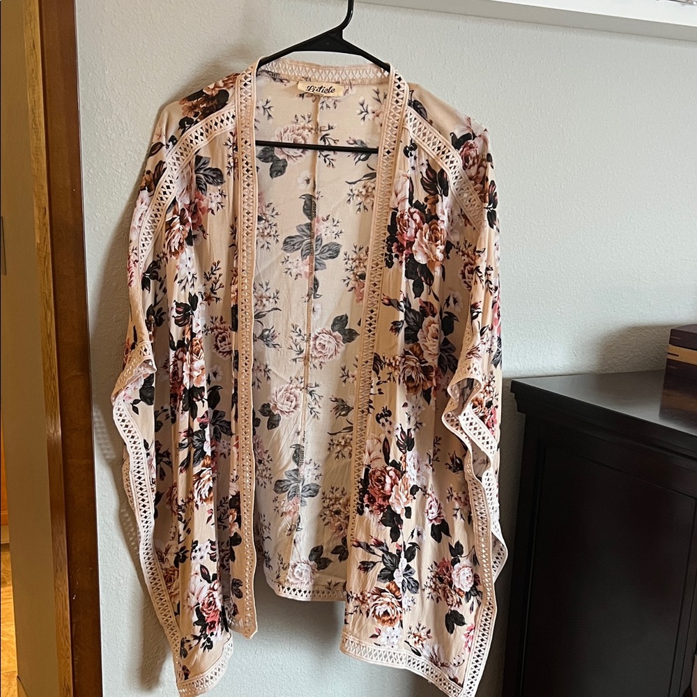 Floral Open-Front Kimono